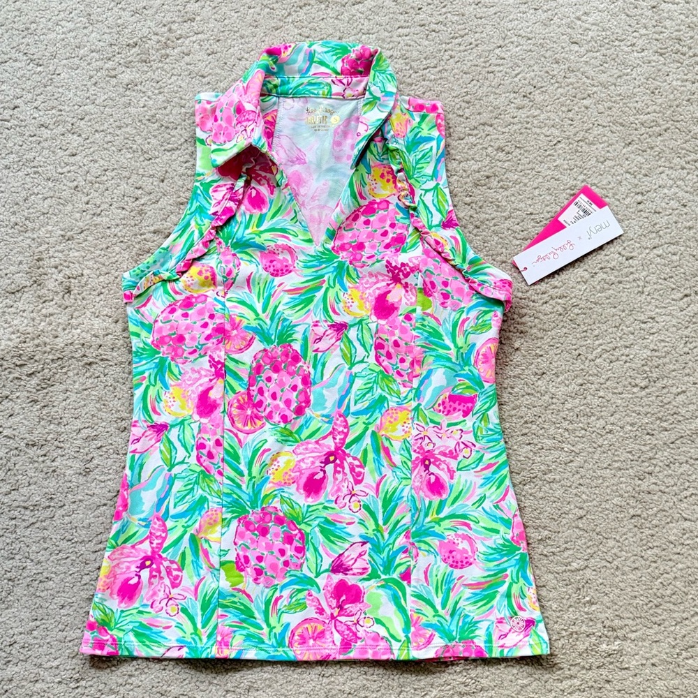 Lilly Pulitzer Martina Polo UPF 50+ Resort White Pear Necessities - S - Picture 3 of 4